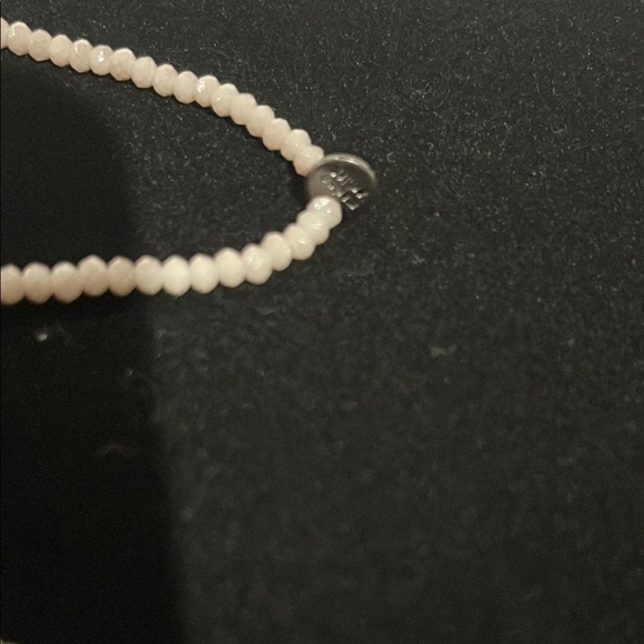 Marlyn Schiff Lavender Cream Beaded Bracelet with Silver 'Love' and ‘Rules’Charm - Picture 3 of 4